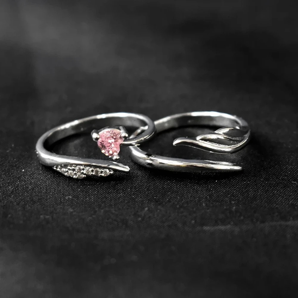 JEEZSA Elegant Silver Couple Ring Set – A Timeless Symbol of Love