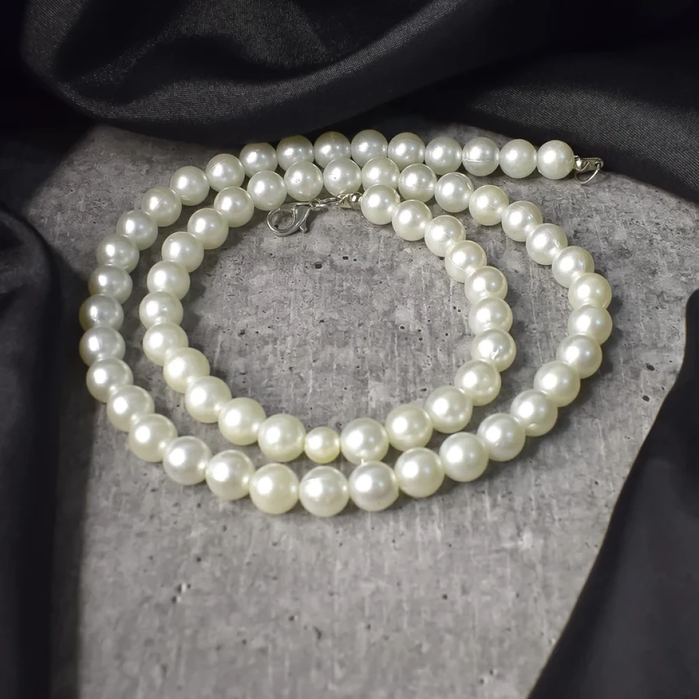 JEESZA Motimala White Pearl Bead single and Double line Mala for Women and Girls