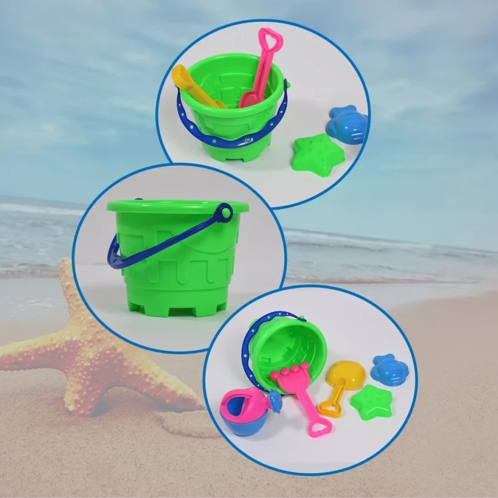 JEEZSA Beach Sand Castle Toy Set for Kids - 6 Pcs Summer Play