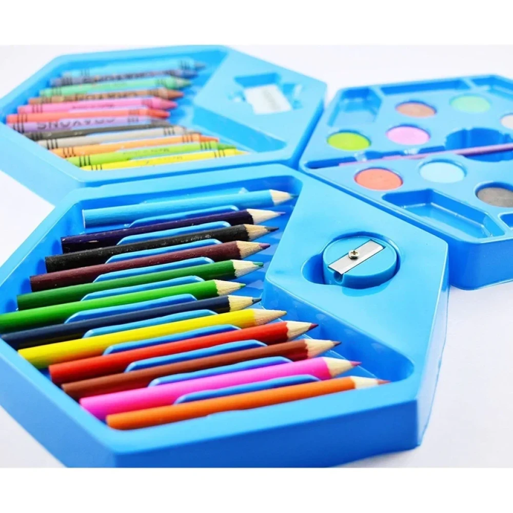 JEEZSA 46 Pcs Plastic Art Colour Set with Color , Crayons, Oil Pastel and Sketch Pens