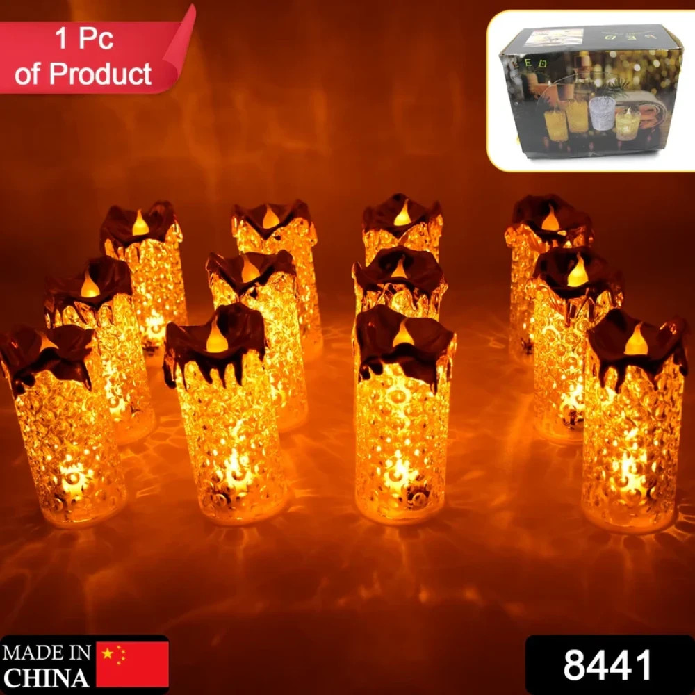 JEEZSA Gold Flameless Candles LED Light Flameless and Smokeless Decorative, Candles Led Tea Light Candle Perfect for Gifting, Home, Diwali,Wedding, Christmas, Crystal Candle Lights, Table Decorations (12 Pc MOQ)