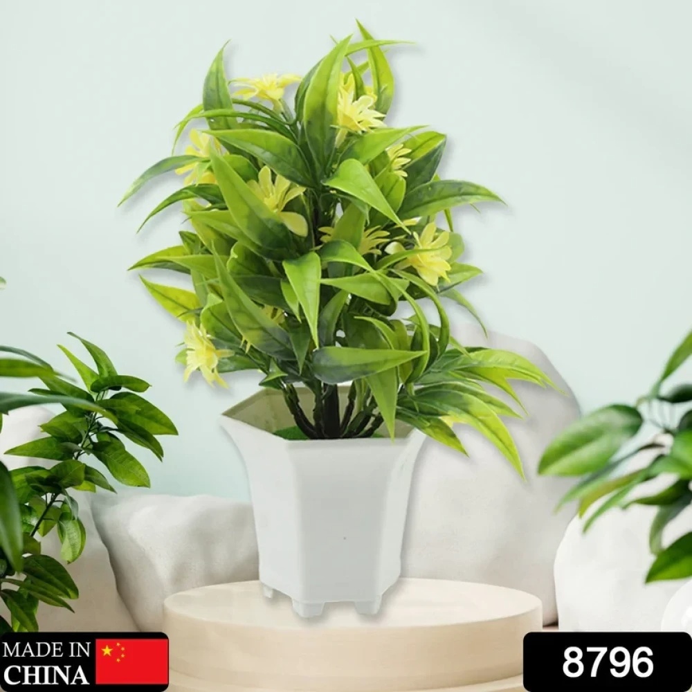 JEEZSA Wild Artificial Flower Plants with Cute Pot | Flower Plant for Home Office Decor | Tabletop and Desk Decoration | Artificial Flower for Balcony Indoor Decor, Plants for Living Room (1 Pc)