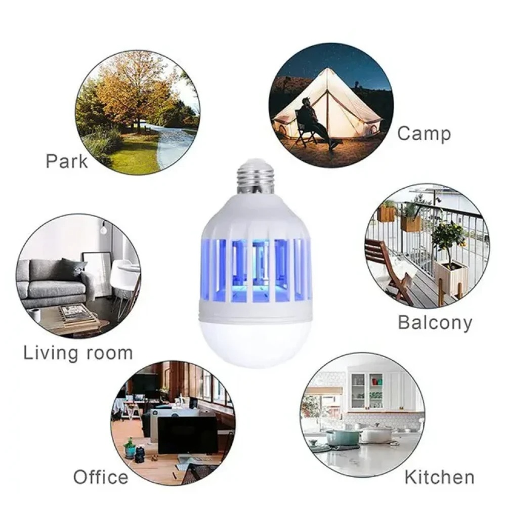 JEEZSA 15W Mosquito Killer Lamp E27 Summer Moths Flying Insects Led Zapper Mosquito Killer Lamp Light Bulb Household
