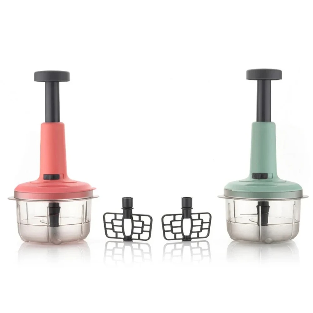 JEEZSA 2-in-1 Push Chopper 800ml with Stainless Steel Blade for Quick Food Prep