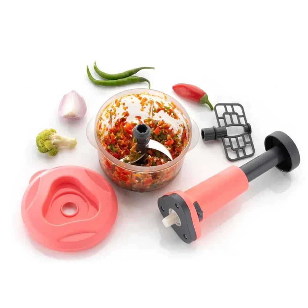 JEEZSA 2-in-1 Push Chopper 800ml with Stainless Steel Blade for Quick Food Prep