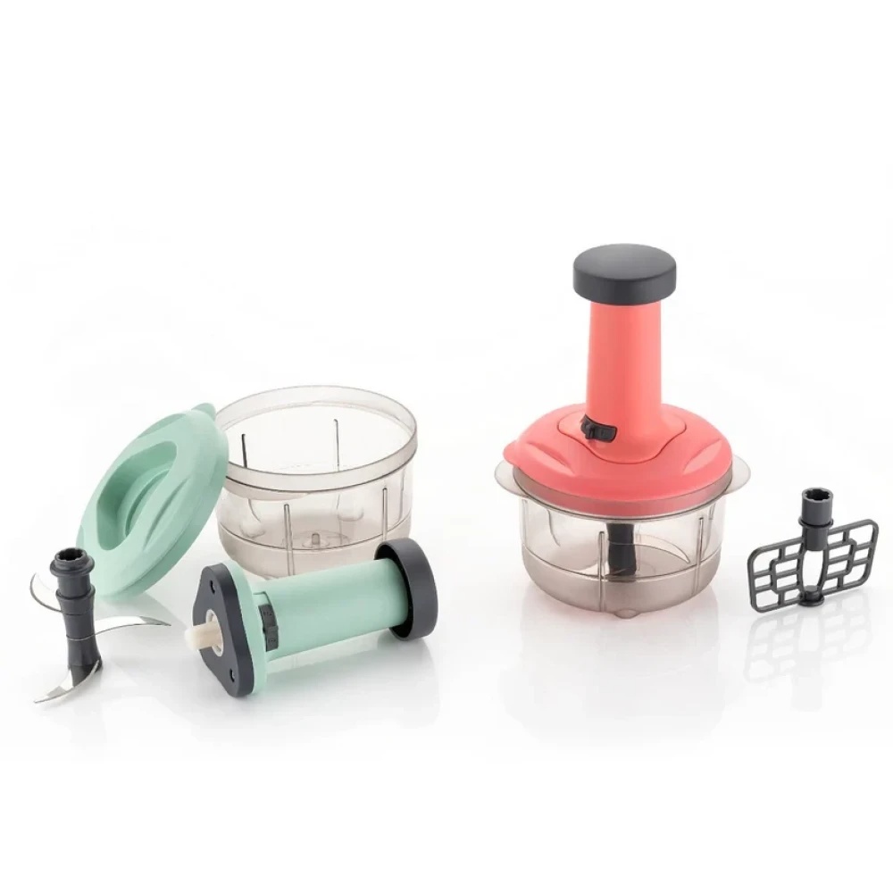JEEZSA 2-in-1 Push Chopper 800ml with Stainless Steel Blade for Quick Food Prep