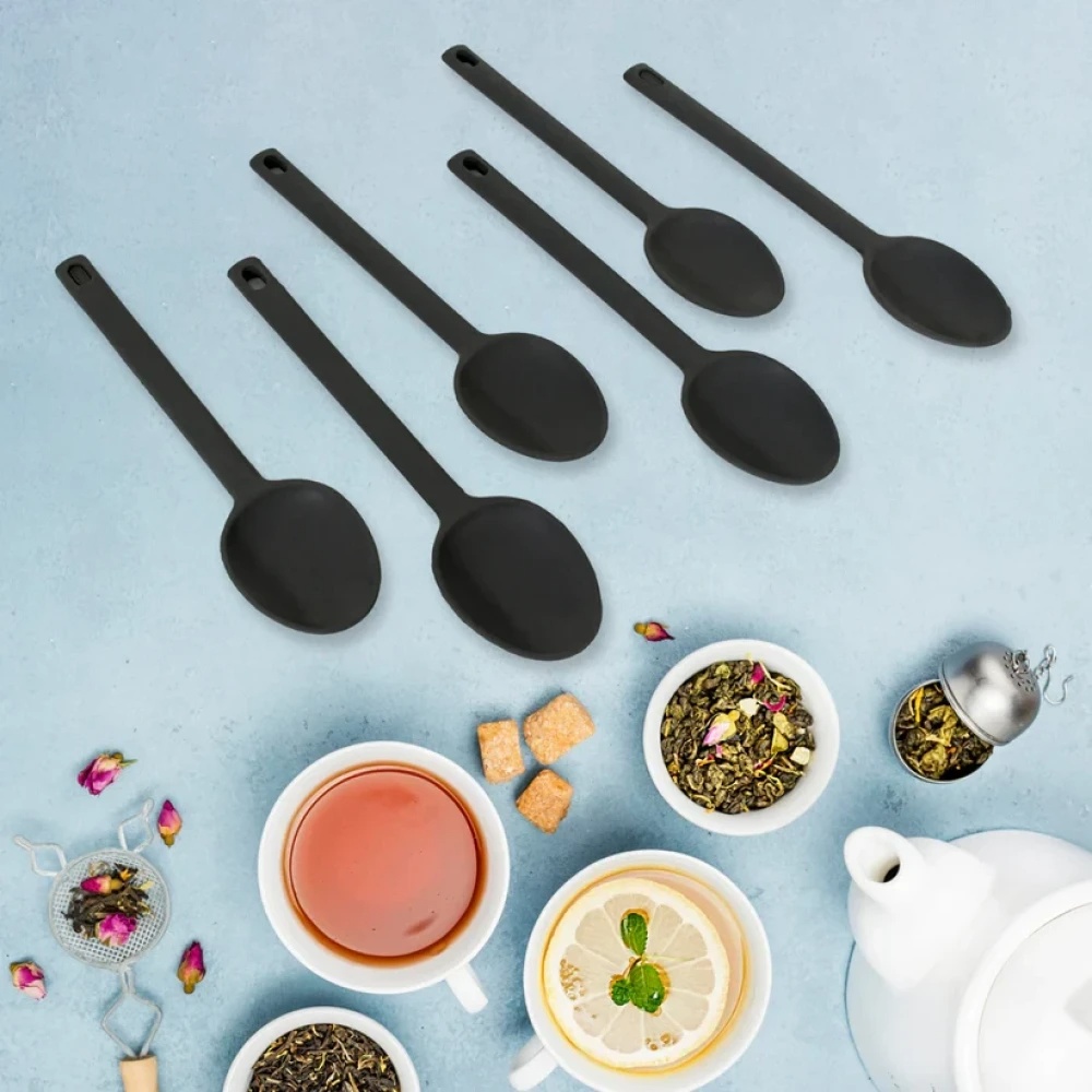 JEEZSA Multipurpose Silicone Spoon, Silicone Basting Spoon Non-Stick Kitchen Utensils Household Heat-Resistant Non Stick Spoons Kitchen Cookware Items For Cooking and Baking (6 Pcs Set)