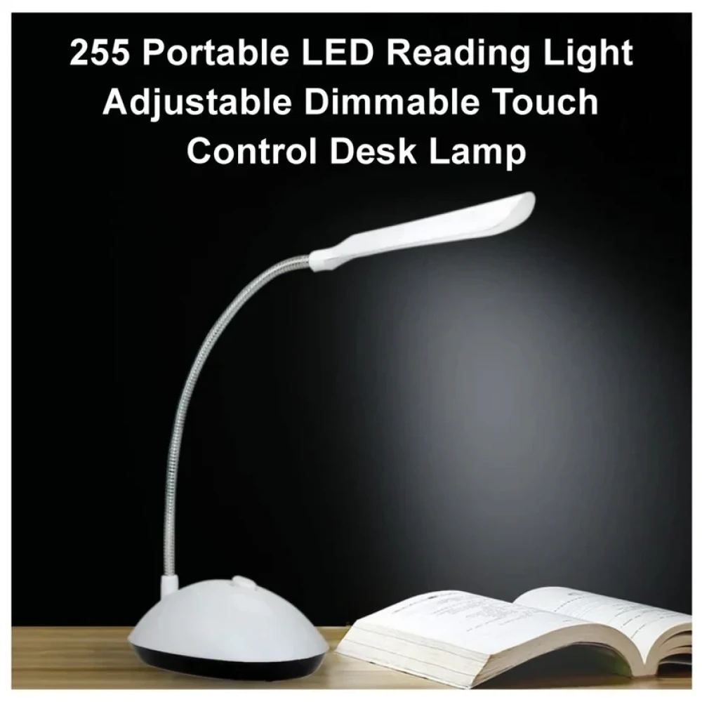 JEEZSA Portable LED Reading Light Adjustable Dimmable Touch Control Desk Lamp