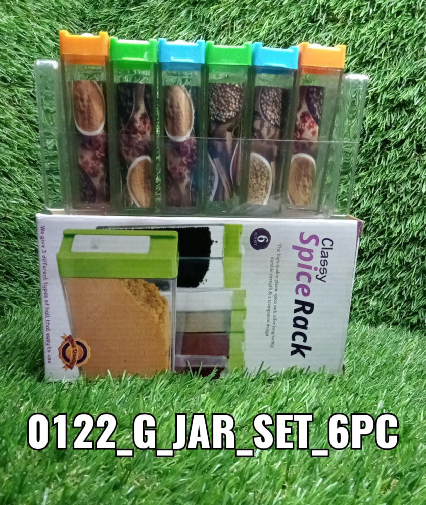 JEEZSA Plastic Spice Jars (6 pcs, 14x22x8cm, Multicolour)