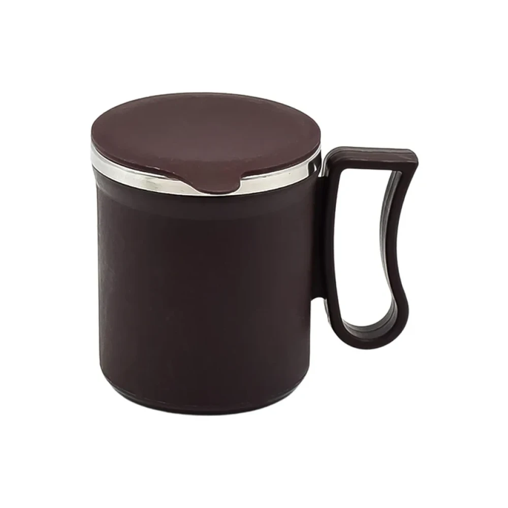 JEEZSA Coffee Mug with Lid and Handle-Plastic Covered Stainless Steel Mug (Random Color, Approx 200 ML)