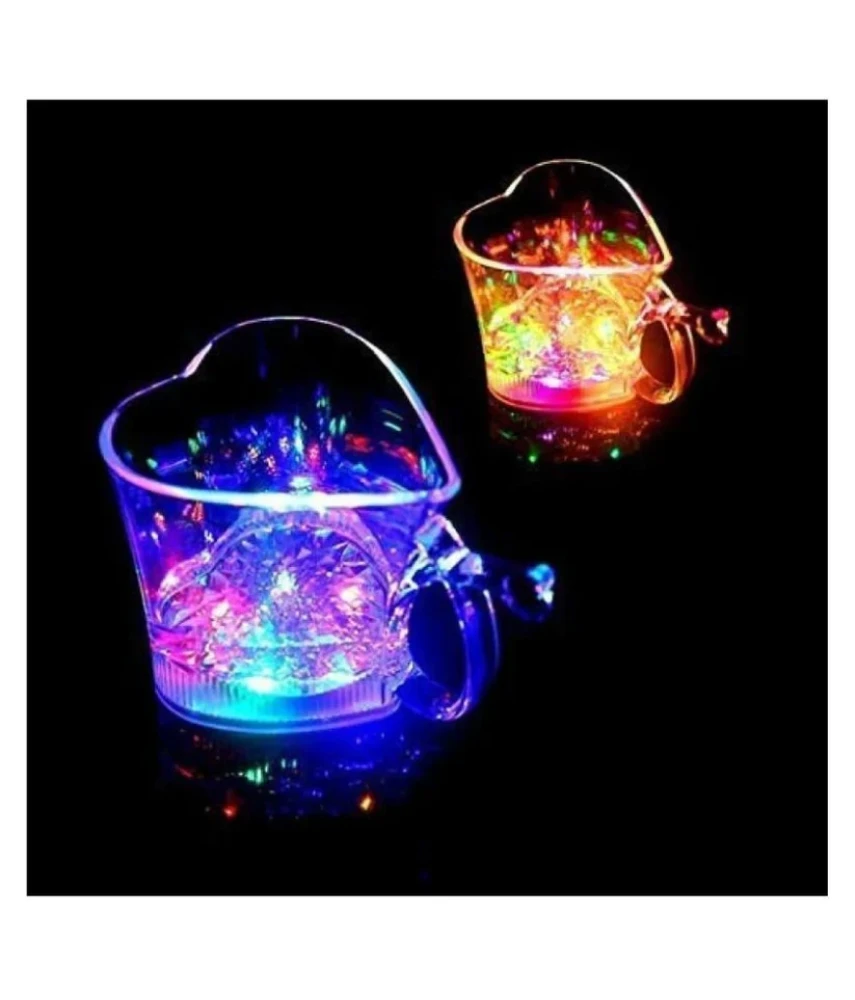 JEEZSA Heart Shape Activated Blinking Led Glass Cup