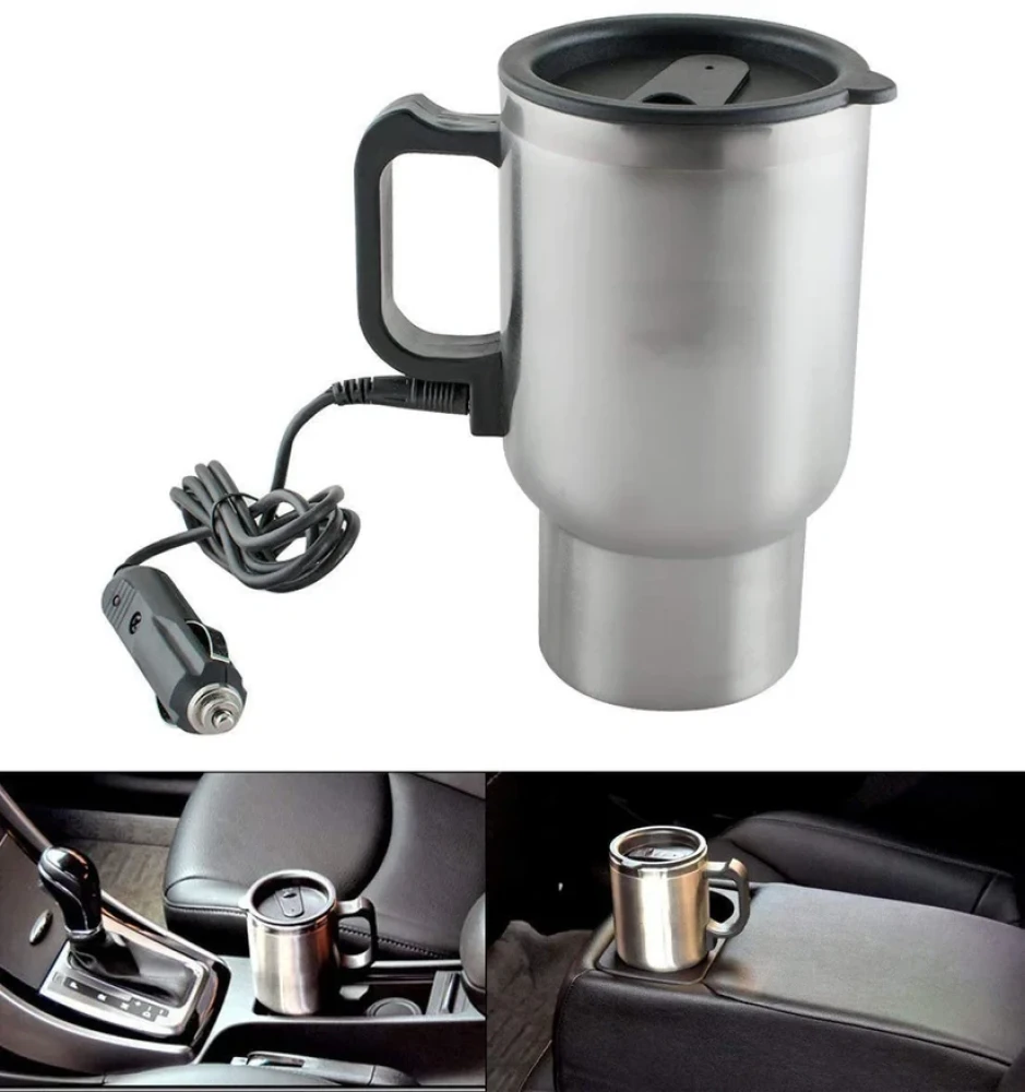 JEEZSA 12V Car Charging Electric Kettle Mug (Silver)