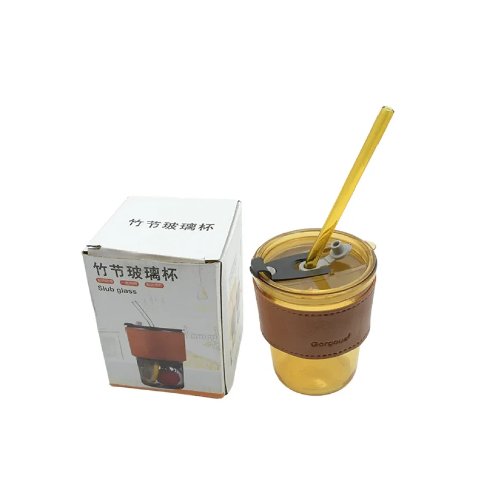 JEEZSA Glass Coffee Mug with Straw & Lid: Perfect for Home & Travel