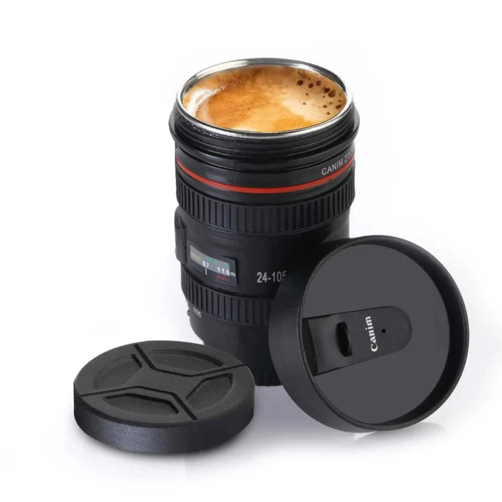 JEEZSA Plastic Camera Lens Stainless Steel Coffee Mug