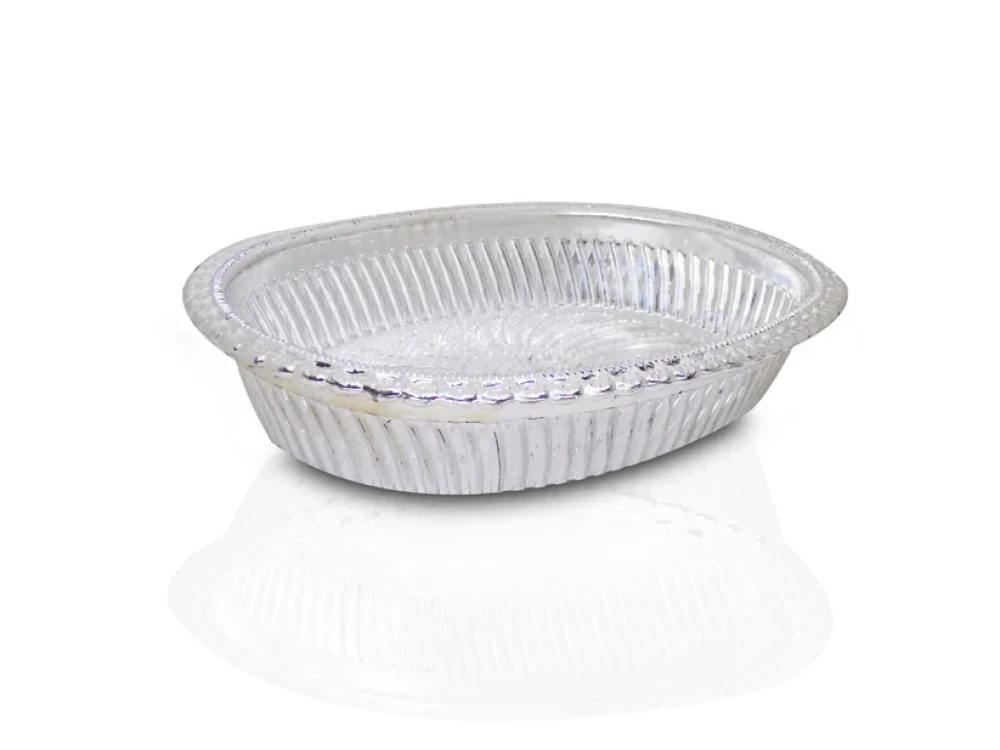 JEEZSA Multipurpose Royal Design Oval Silver Gift Tray