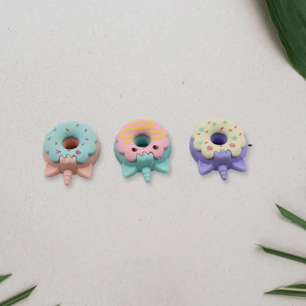 JEEZSA Tree Small Sized Cartoon Themed Non-Toxic Donut Erasers, School Stationery | for Kids - Boys & Girls | Birthday Gift |Return Gift (3pc Set)