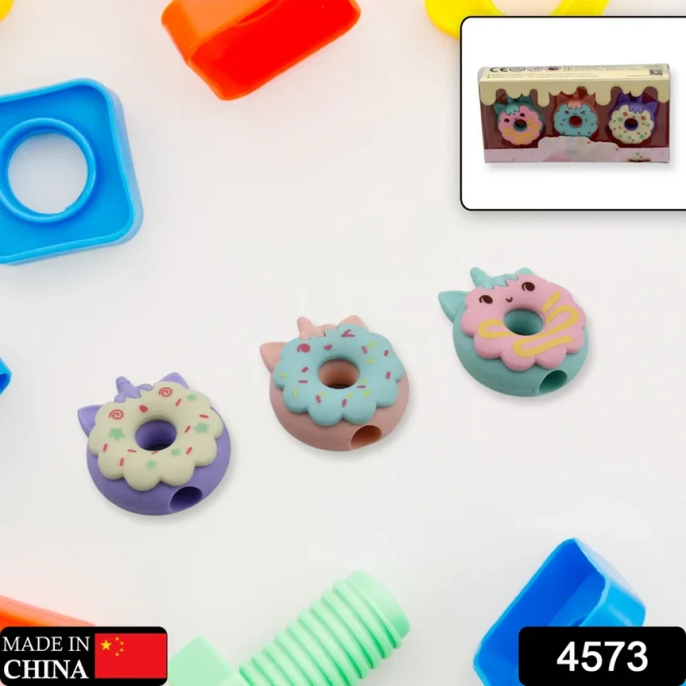 JEEZSA Tree Small Sized Cartoon Themed Non-Toxic Donut Erasers, School Stationery | for Kids - Boys & Girls | Birthday Gift |Return Gift (3pc Set)