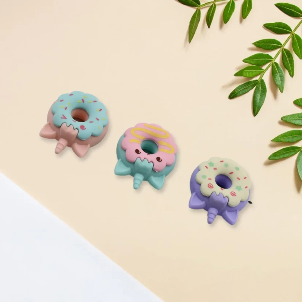 JEEZSA Tree Small Sized Cartoon Themed Non-Toxic Donut Erasers, School Stationery | for Kids - Boys & Girls | Birthday Gift |Return Gift (3pc Set)