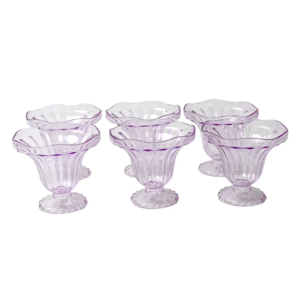 JEEZSA Crystal Plastic Ice-Cream Bowl, Home & Kitchen Serving Platter or Dessert Cup for Sundae, Sweets, Snacks, Fruit, Pudding, Nuts or Dip, Serving Bowls (Crystal Cups, Set of 6)