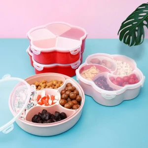 JEEZSA 5Compartments Party Food Storage Snack Nuts Box For Peanuts Fruits and Candy Box For Home & Kitchen Use